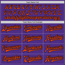 Load image into Gallery viewer, Custom Purple Orange-Black Bomber Full-Snap Varsity Letterman Two Tone Jacket