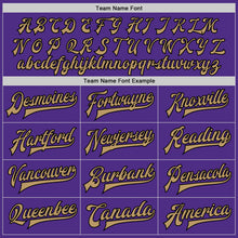 Load image into Gallery viewer, Custom Purple Old Gold-Black Bomber Full-Snap Varsity Letterman Two Tone Jacket