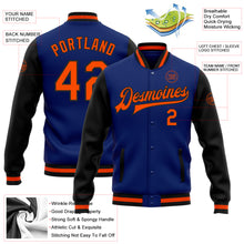 Load image into Gallery viewer, Custom Royal Orange-Black Bomber Full-Snap Varsity Letterman Two Tone Jacket