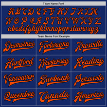 Load image into Gallery viewer, Custom Royal Orange-Black Bomber Full-Snap Varsity Letterman Two Tone Jacket