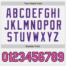 Load image into Gallery viewer, Custom White Pink Black-Purple Bomber Full-Snap Varsity Letterman Jacket