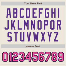 Load image into Gallery viewer, Custom Cream Pink Black-Purple Bomber Full-Snap Varsity Letterman Jacket