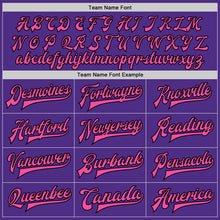 Load image into Gallery viewer, Custom Purple Black-Pink Bomber Full-Snap Varsity Letterman Jacket