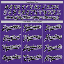 Load image into Gallery viewer, Custom Purple Black-Gold Bomber Full-Snap Varsity Letterman Two Tone Jacket