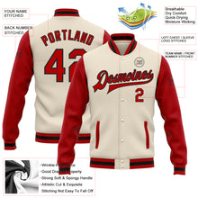 Load image into Gallery viewer, Custom Cream Red-Black Bomber Full-Snap Varsity Letterman Two Tone Jacket