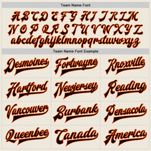 Load image into Gallery viewer, Custom Cream Black-Orange Bomber Full-Snap Varsity Letterman Two Tone Jacket