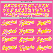 Load image into Gallery viewer, Custom Pink Yellow-Light Blue Bomber Full-Snap Varsity Letterman Two Tone Jacket