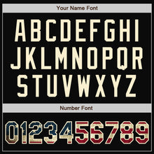 Load image into Gallery viewer, Custom Black Vintage USA Flag-Cream Bomber Full-Snap Varsity Letterman Jacket