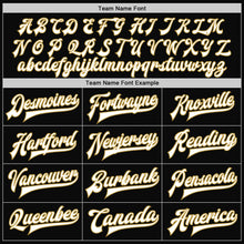 Load image into Gallery viewer, Custom Black White-Old Gold Bomber Full-Snap Varsity Letterman Jacket