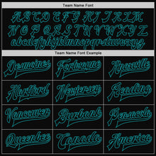 Load image into Gallery viewer, Custom Black Teal Bomber Full-Snap Varsity Letterman Jacket