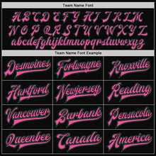 Load image into Gallery viewer, Custom Black Kelly Green-Pink Bomber Full-Snap Varsity Letterman Jacket