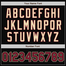 Load image into Gallery viewer, Custom Black Crimosn-City Cream Bomber Full-Snap Varsity Letterman Jacket