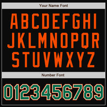 Load image into Gallery viewer, Custom Black Kelly Green-Orange Bomber Full-Snap Varsity Letterman Jacket