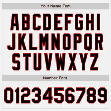 Load image into Gallery viewer, Custom White Black-Red Bomber Full-Snap Varsity Letterman Jacket