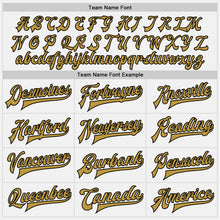 Load image into Gallery viewer, Custom White Old Gold-Black Bomber Full-Snap Varsity Letterman Jacket