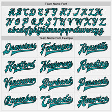 Load image into Gallery viewer, Custom White Teal-Black Bomber Full-Snap Varsity Letterman Jacket