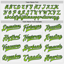 Load image into Gallery viewer, Custom White Neon Green-Navy Bomber Full-Snap Varsity Letterman Jacket