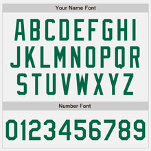 Load image into Gallery viewer, Custom White Kelly Green Bomber Full-Snap Varsity Letterman Jacket