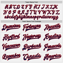 Load image into Gallery viewer, Custom White Navy-Red Bomber Full-Snap Varsity Letterman Jacket