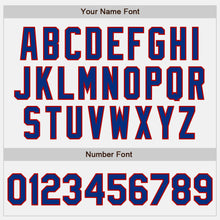 Load image into Gallery viewer, Custom White Royal-Red Bomber Full-Snap Varsity Letterman Jacket