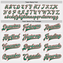 Load image into Gallery viewer, Custom White Red-Kelly Green Bomber Full-Snap Varsity Letterman Jacket