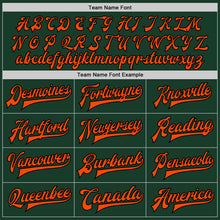 Load image into Gallery viewer, Custom Green Orange-Black Bomber Full-Snap Varsity Letterman Jacket