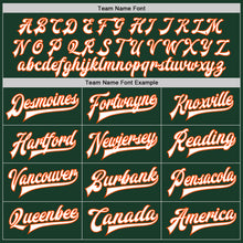 Load image into Gallery viewer, Custom Green White Orange-Black Bomber Full-Snap Varsity Letterman Jacket