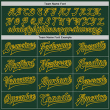 Load image into Gallery viewer, Custom Green Gold Bomber Full-Snap Varsity Letterman Jacket