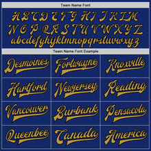 Load image into Gallery viewer, Custom Royal Old Gold-Black Bomber Full-Snap Varsity Letterman Jacket