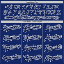 Load image into Gallery viewer, Custom Royal Gray-Navy Bomber Full-Snap Varsity Letterman Jacket