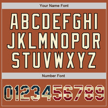 Load image into Gallery viewer, Custom Texas Orange Vintage USA Flag Cream-Black Bomber Full-Snap Varsity Letterman Jacket