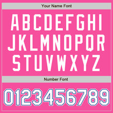 Load image into Gallery viewer, Custom Pink White-Royal Bomber Full-Snap Varsity Letterman Jacket