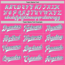 Load image into Gallery viewer, Custom Pink White-Navy Bomber Full-Snap Varsity Letterman Jacket