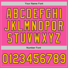 Load image into Gallery viewer, Custom Pink Gold-Navy Bomber Full-Snap Varsity Letterman Jacket