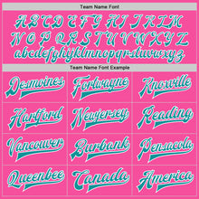 Load image into Gallery viewer, Custom Pink Teal-White Bomber Full-Snap Varsity Letterman Jacket