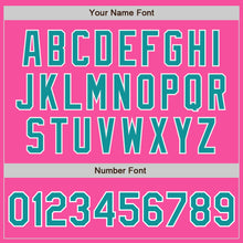 Load image into Gallery viewer, Custom Pink Teal-White Bomber Full-Snap Varsity Letterman Jacket