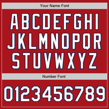 Load image into Gallery viewer, Custom Red White-Navy Bomber Full-Snap Varsity Letterman Jacket