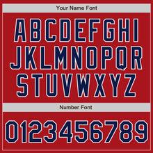 Load image into Gallery viewer, Custom Red Navy-White Bomber Full-Snap Varsity Letterman Jacket