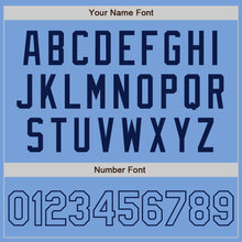 Load image into Gallery viewer, Custom Light Blue Navy Bomber Full-Snap Varsity Letterman Jacket