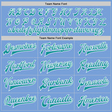 Load image into Gallery viewer, Custom Light Blue Teal-White Bomber Full-Snap Varsity Letterman Jacket