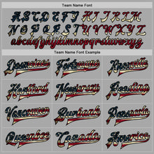 Load image into Gallery viewer, Custom Gray Vintage USA Flag Black-Cream Bomber Full-Snap Varsity Letterman Jacket