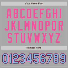 Load image into Gallery viewer, Custom Gray Light Blue Black-Pink Bomber Full-Snap Varsity Letterman Jacket