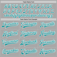 Load image into Gallery viewer, Custom Gray Teal-White Bomber Full-Snap Varsity Letterman Jacket