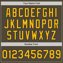 Load image into Gallery viewer, Custom Olive Gold-Navy Bomber Full-Snap Varsity Letterman Salute To Service Jacket