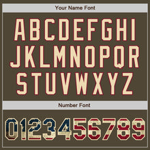 Load image into Gallery viewer, Custom Olive Vintage USA Flag City Cream-Black Bomber Full-Snap Varsity Letterman Salute To Service Jacket