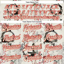 Load image into Gallery viewer, Custom Cream Red Heron And Flower 3D Pattern Design Bomber Full-Snap Varsity Letterman Jacket