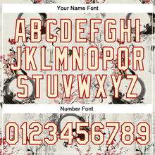 Load image into Gallery viewer, Custom Cream Red Heron And Flower 3D Pattern Design Bomber Full-Snap Varsity Letterman Jacket