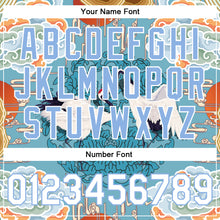 Load image into Gallery viewer, Custom Light Blue White Heron And Cloud 3D Pattern Design Bomber Full-Snap Varsity Letterman Jacket