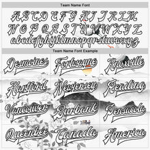 Load image into Gallery viewer, Custom White Black Heron And Flower 3D Pattern Design Bomber Full-Snap Varsity Letterman Jacket