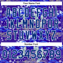 Load image into Gallery viewer, Custom Royal White Heron And Wave 3D Pattern Design Bomber Full-Snap Varsity Letterman Jacket